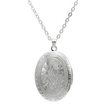 Gold Openable Photo Locket Necklace Silver Tone