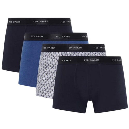 Ted Baker (S, Navy/Multicoloured) Ted Baker Mens Plain Boxer Shorts (Pack of 4)