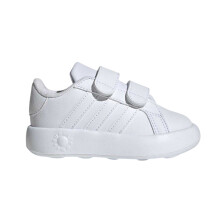 (4 UK Child, White) Adidas Baby Grand Court 3 Stripes Trainers