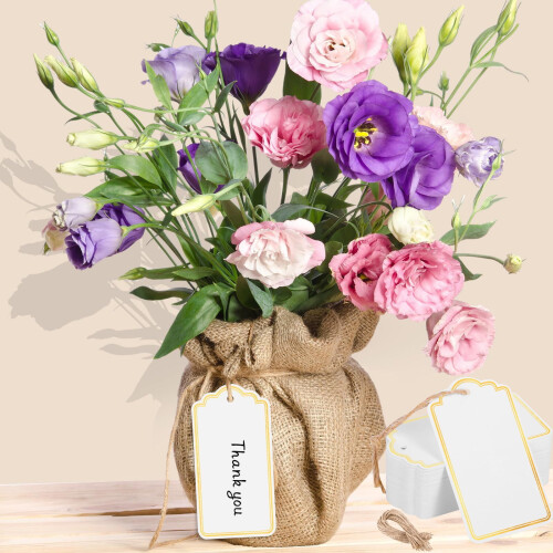 Writable Blank Gift Tags with String 120-Pack Gold Foil