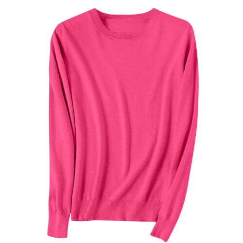 Women's Cotton Sweater Long-Sleeve Crewneck Solid Pullover