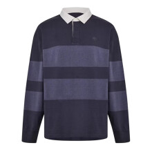(XXL, Black) Timberland Mens Striped Long-Sleeved Rugby Polo Shirt