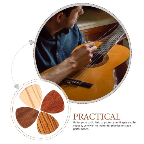 Wood Guitar Picks Assorted Colors 4 Pieces 2