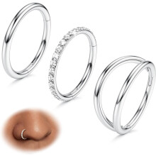 Nose Hoops 316L Surgical Steel 3 pcs 14G-20G 7-10mm