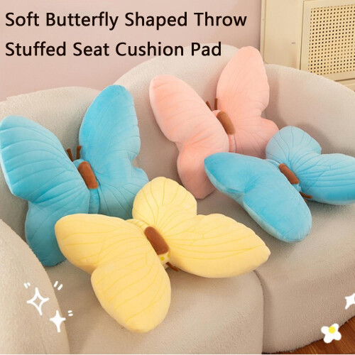 Butterfly Throw Pillow Yellow Lace Trim Soft Cushion 1