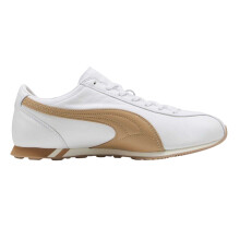 (10 UK, White/Tan) Puma Mens Sprint Cowhide Leather Lace Up Trainers