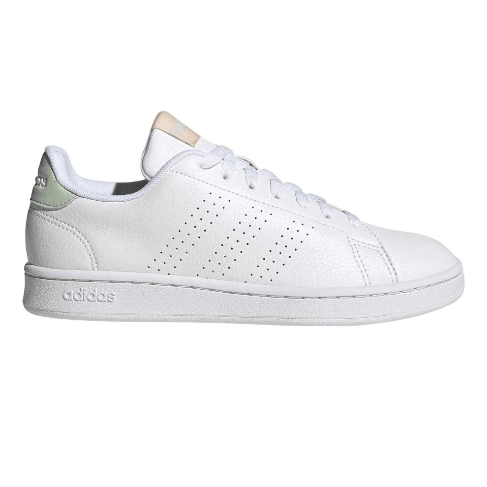Adidas (4 Uk, White) Womens/Ladies Advantage Logo Lace Up Flat Trainers