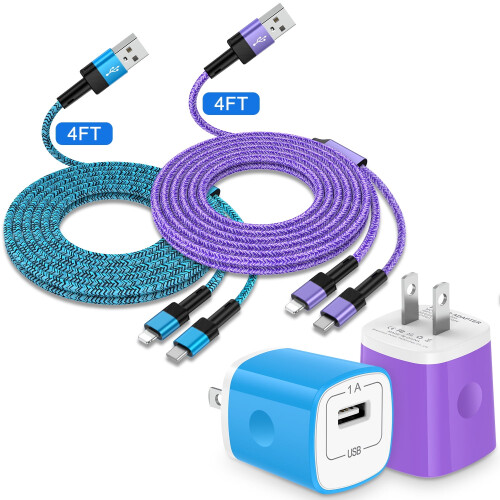 USB-C Charger Block and Cable Set 4FT 2-Pack