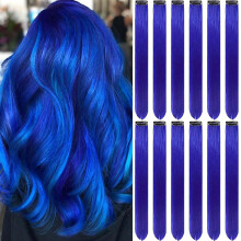 Colored Clip-In Hair Extensions Straight Synthetic 12 pcs