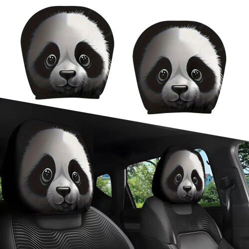 Car Headrest Covers Funny Print Stretchy Washable 1