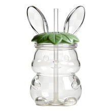 Rabbit Glass Tumbler with Straw and Lid 20 oz