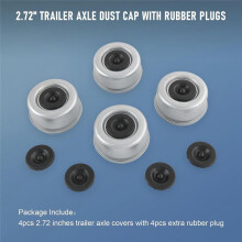 4pcs 2.72inch Trailer Axle Wheel Hub and Bearing Dust Cap with 4 Rubber Plugs for Most 7000-8000lb Wheel Hubs Trailer