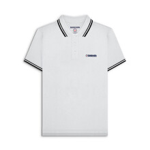 (M, White/Black) Lambretta Mens Tipped Polo Shirt