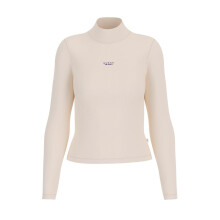 (14 UK, Shoreline) Guess Womens/Ladies Text Logo Ribbed Slim Turtleneck