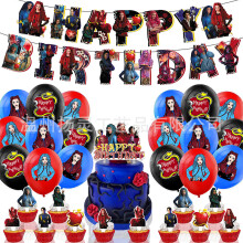 Descendants: The Rise of Red Theme Birthday Party Decor Supplies Balloons Kit Banner Cake Cupcake Toppers Set