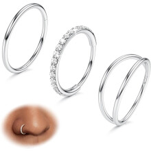 Nose Hoops 316L Surgical Steel 3 Pcs 14G-20G 7-10mm