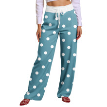 Women's Sky Blue Polka Dot Sports Pants M