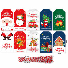 Christmas Gift Tags with Ribbons 50 pcs 10 styles