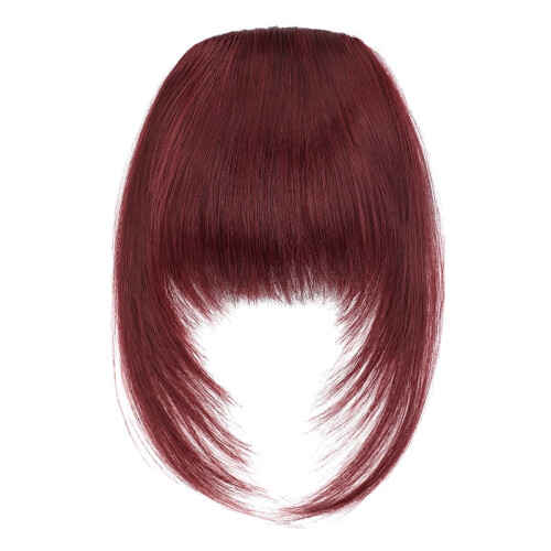 Wine Red Synthetic French Bangs Clip-On Extensions
