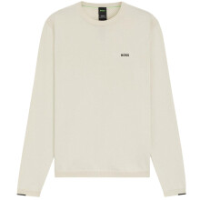 (L, White) Boss Mens Embroidered Logo Crew Neck Jumper
