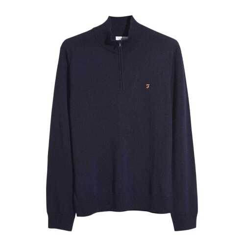 Farah (S, True Navy) Farah Mens Zip Neck Sweater Top