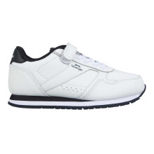(10 UK Child, White/Navy) Slazenger Childrens/Kids Classic Coated Leather Touch Fastening Trainers