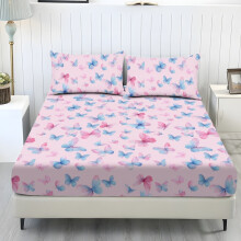 Twin XL Sheet Set Soft Cooling Polyester Butterfly Pink
