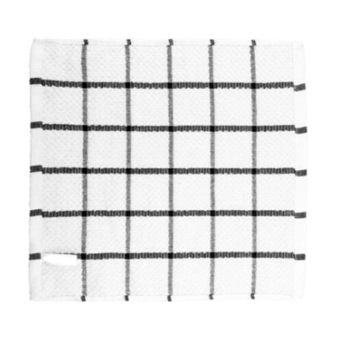 Grid Pattern Kitchen Towel Cotton Terry 12x12 Inch White 1