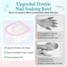 4 Pcs Soak Off Bowl Manicure Bowl, Double Layer Soaking Bowl, Nail Soaking Tray Soak Off Acrylic Nail Remover Dip Powder