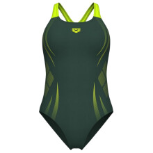 (8 UK, Sage/Lime) Arena Womens/Ladies Poseidnia Geometric One Piece Swimsuit
