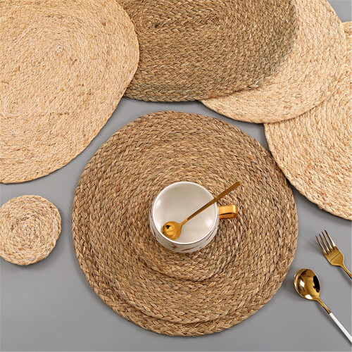 Round Woven Placemats Corn Straw 4 Pcs 2