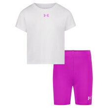 (4-5 Years, Pink/White) Under Armour Childrens/Kids Short-Sleeved T-Shirt & Shorts Set