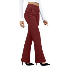 Women's High Waist Yoga Pants Dark Red XL