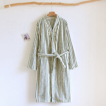 Women's Striped V-Neck Long Sleeve Cardigan Robe with