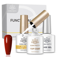 BORN PRETTY 3pcs 10ml Esmalte de Uñas Gel Base Gel Super Top Coat Matte Top Coat Ultra Brillante Temperado de Diamante Larga Duración Manicura