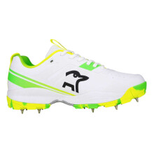 (8 UK, White/Green) Kookaburra Mens Pro Cricket Shoes