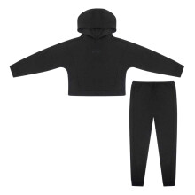 (7-8 Years, Black) Firetrap Girls Embroidered Logo Fleece Hoodie And Joggers Set