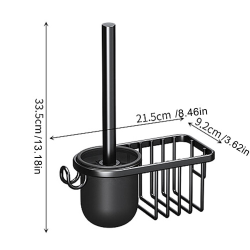 Toilet Brush Set Aluminum Handle Long Bristles Compact 1