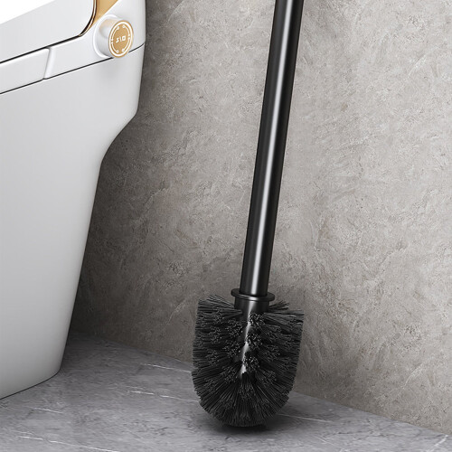 Toilet Brush Set Aluminum Handle Long Bristles Compact 2