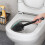 Toilet Brush Set Aluminum Handle Long Bristles Compact 4