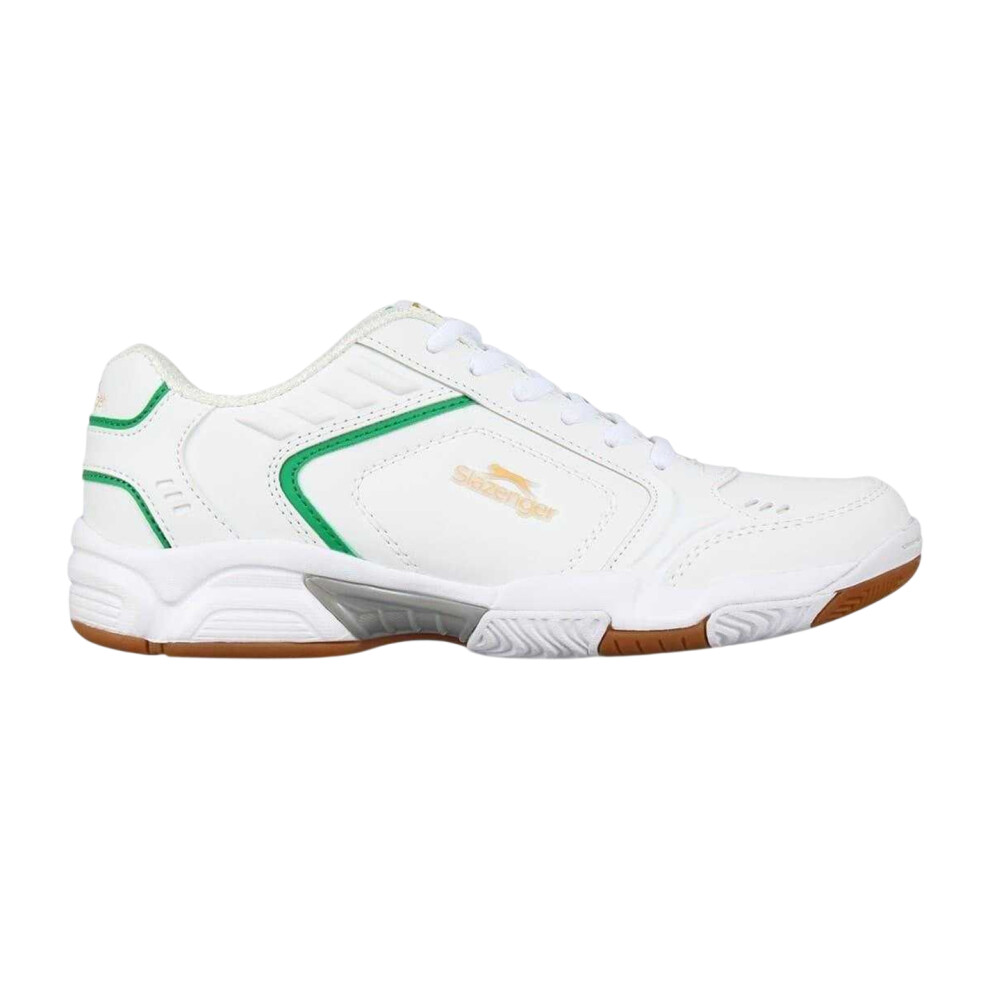 (4 UK, White/Green/Gum) Slazenger Womens/Ladies Tennis Shoes