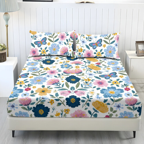 Twin XL Sheet Set Soft Cooling Polyester Butterfly Floral