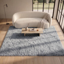 (160cm x 230cm (5ft 3" x 7ft 6")- Large Area Rug, Silver Grey) Shaggy Grey Rugs Non Slip Area Rug Runner Carpets