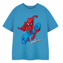 (3-4 Years, Blue) Spider-Man Boys Jump Short-Sleeved T-Shirt