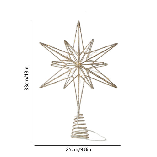 LED Christmas Tree Topper Star Iron Five-Pointed 2