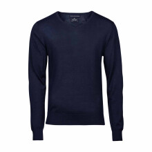 (2XL, Navy Blue) Tee Jays Mens Knitted V Neck Sweater