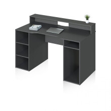 Mesa de escritorio robusta con estante en antracita 136x67 cm Galax