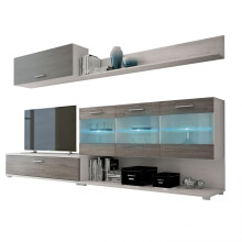 Salón con gran espacio de almacenamiento en andersen pino y gris 250 cm Zafiro