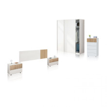 Dormitorio compuesto por 5 piezas en blanco artik y natur Nitza 5C Plus V1