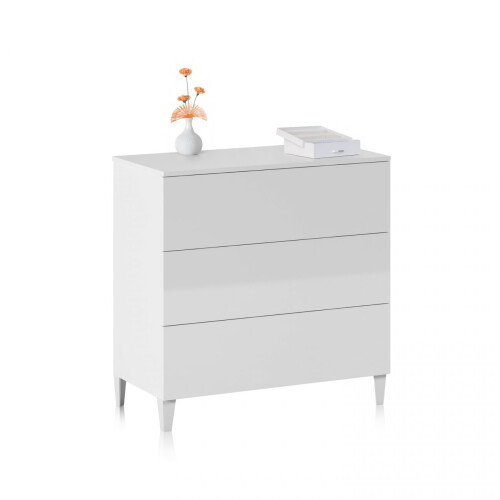 Cómoda de 3 cajones amplios en blanco 80x76 cm Plex